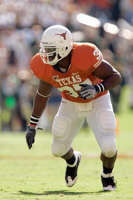 AUSTIN, TX - NOVEMBER 8:  Henry Melton #37 of the Texas Longhorns runs up the field during the game against the Baylor Bears on November 8, 2008 at Darrell K Royal-Texas Memorial Stadium in Austin, Texas.  Texas won 45-21. (Photo by Brian Bahr/Getty Image