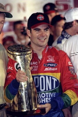 24 May 1998:  Jeff Gordon #24 celebrates after winning the Nascar Coca Cola 600 at the Charlotte Motor Speedway in Concord, North Carolina. Mandatory Credit: Craig Jones  /Allsport
