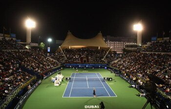 DUBAI, UNITED ARAB EMIRATES - FEBRUARY 21:  A general view of the Final during day seven of the WTA Barclays Dubai Tennis Championship at the Dubai Tennis Stadium on February 20, 2009 in Dubai, UAE.  (Photo by Tom Shaw/Getty Images)