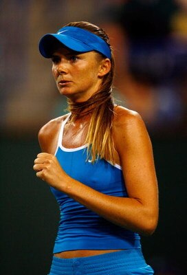 INDIAN WELLS, CA - MARCH 16:  Daniela Hantuchova of Slovakia pumps her fist after winning a point against Petra Cetkovska during the BNP Paribas Open at the Indian Wells Tennis Garden on March 16, 2009 in Indian Wells, California.  (Photo by Jeff Gross/Ge