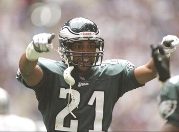 3 Nov 1996:  Cornerback Bobby Taylor of the Philadelphia Eagles celebrates during a game against the Dallas Cowboys at Texas Stadium in Irving, Texas.  The Eagles won the game 31-21. Mandatory Credit: Brian Bahr  /Allsport