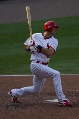 ST. LOUIS, MO - JULY 5: Rick Ankiel #24 of the St. Louis Cardinals gets the game winning single against the Chicago Cubs on July 5, 2008 at Busch Stadium in St. Louis, Missouri.  The Cards beat the Cubs 5-4.  (Photo by Dilip Vishwanat/Getty Images)