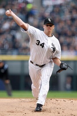 CHICAGO - OCTOBER 06:  Starting pitcher Gavin Floyd #34 of the Chicago White Sox throws a pitch against the Tampa Bay Rays in Game Four of the ALDS during the 2008 MLB Playoffs at U.S. Cellular Field on October 6, 2008 in Chicago, Illinois.  (Photo by Jam