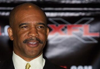 387169 04: Drew Pearson, General Manager of the New York/New Jersey Hitmen and a former player of the Dallas Cowboys, speaks during a news conference March 27, 2001 in Washington, DC. Members of the newly formed XFL expansion committee are in town for a v