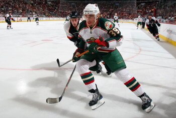 PHILADELPHIA - JANUARY 08:  Krystofer Kolanos #39 of the Minnesota Wild skates against the Philadelphia Flyers on January 8, 2009 at Wachovia Center in Philadelphia, Pennsylvania.  (Photo by Jim McIsaac/Getty Images)