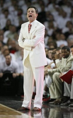 LOUISVILLE, KY - MARCH 01:  Head Coach Rick Pitino of the Louisville Cardinals reacts to play during the Big East Conference game against the Marquette Golden Eagles at Freedom Hall on March 1, 2009 in Louisville, Kentucky.  (Photo by Andy Lyons/Getty Ima