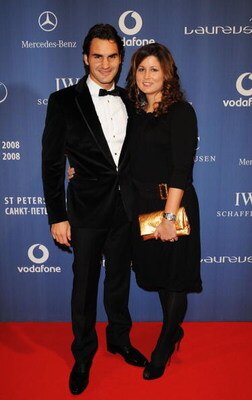 ST. PETERSBURG, RUSSIA - FEBRUARY 18: Roger Federer and girlfriend Mirka Vavrinec attend the Laureus World Sports Awards at the Mariinsky Concert Hall on February 18, 2008 in St.Petersburg, Russia.  (Photo by Pascal Le Segretain/Getty Images for Laureus)