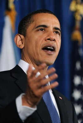 WASHINGTON - MARCH 3:  U.S. President Barack Obama (R) speaks during the 160th anniversary ceremony of the Interior Department at the Interior Department March 3, 2009 in Washington, DC.  The budget Obama has proposed includes millions of dollars for gree