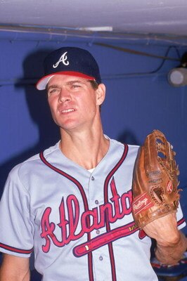 LOS ANGELES - 1990:  Dale Murphy #3 of the Atlanta Braves poses for a portrait prior to a game with the Los Angeles Dodgers in 1990 at Dodger Stadium in Los Angeles, California.  (Photo by Ken Levine/Getty Images)     