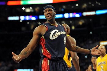 LOS ANGELES, CA - JANUARY 19:  Ben Wallace #4 of the Cleveland Cavaliers reacts after a play during the game against the Los Angeles Lakers at Staples Center on January 19, 2009 in Los Angeles, California.  The Lakers defeated the Cavaliers 105-88.  (Phot