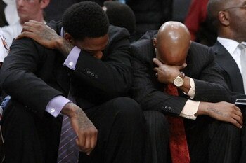 NEW YORK - MARCH 16: Eddy Curry (L) and Stephon Marbury of the New York Knicks react at the end of the match against the Atlanta Hawks at Madison Square Garden March 16, 2008 in New York City. NOTE TO USER: User expressly acknowledges and agrees that, by 