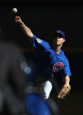 MILWAUKEE - APRIL 10: Starting pitcher Rich Harden #40 of the Chicago Cubs delivers the ball against the Milwaukee Brewers during the Opening Day game on April 10, 2009 at Miller Park in Milwaukee, Wisconsin.  (Photo by Jonathan Daniel/Getty Images)