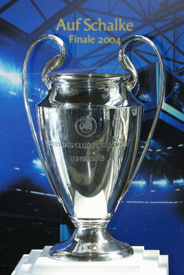 GELSENKIRCHEN, GERMANY - APRIL 15: The Champions League Trophy is seen at The Champions League Trophy Handover Ceremony at The Music Hall on April 15, 2004 in Gelsenkirchen, Germany. (Photo by Stuart Franklin/Getty Images)