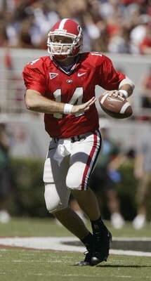 ATHENS, GA - SEPTEMBER 18:  David Greene #14 of the Georgia Bulldogs looks to pass during the game against the Marshall Thundering Herd on September 18, 2004 at Sanford Stadium in Athens, Georgia. The Bulldogs won 13-3.  (Photo By Craig Jones/Getty Images