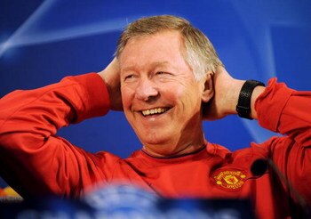 PORTO, PORTUGAL - APRIL 14:  Manager Sir Alex Ferguson smiles during the Manchester United Press Conference prior to their UEFA Champions League Quarter Final second leg match with FC Porto at the Estadio do Dragao on April 14, 2009 in Porto, Portugal.  (