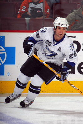 PHILADELPHIA - DECEMBER 2:  Martin St. Louis #26 of the Tampa Bay Lightning skates during the game against the Philadelphia Flyers on December 2, 2008 at Wachovia Center in Philadelphia, Pennsylvania. (Photo by Bruce Bennett/Getty Images)