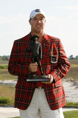 HILTON HEAD, SC - APRIL 20:  Boo Weekley poses with the winner's trophy after winning the Verizon Heritage at Harbour Town Golf Links April 20, 2008 in Hilton Head, South Carolina.  (Photo by Streeter Lecka/Getty Images)