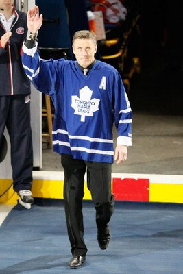 MONTREAL- JANUARY 8:  Former Toronto Maple Leafs player Borje Salming waves to fans during pre-game ceremonies before the game between the Toronto Maple Leafs and the Montreal Canadiens at the Bell Centre on January 08, 2009 in Montreal, Quebec, Canada.  