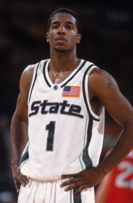 23 Nov 2001:  Guard Marcus Taylor #1 of the Michigan State Spartans looks on against the Fresno State Bulldogs during the NCAA game at Madison Square Garden in New York, New York.  Fresno State defeated Michigan State 63-58.Mandatory Credit:  Al Bello/Get