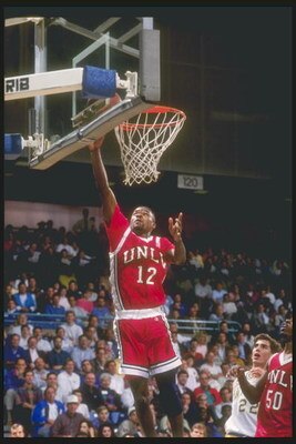 17 Jan 1991: Anderson Hunt of the UNLV Rebels goes up for two during a game against the University of California at Irvine Anteaters.