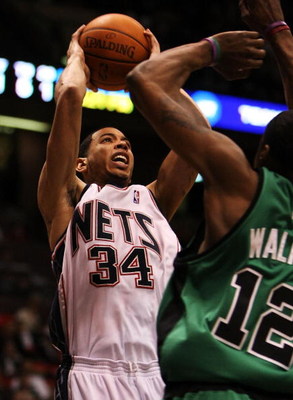 EAST RUTHERFORD, NJ - MARCH 04: Devin Harris #34 of the New Jersey Nets shoots the ball against The Boston Celtics during their game on March 4th, 2009 at The Izod Center in East Rutherford, New Jersey. NOTE TO USER: User expressly acknowledges and agre