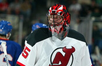 UNIONDALE, NY - FEBRUARY 21:  Scott Clemmensen #35 of the New Jersey Devils skates against the New York Islanders on February 21, 2009 at Nassau Coliseum in Uniondale, New York.  (Photo by Jim McIsaac/Getty Images)