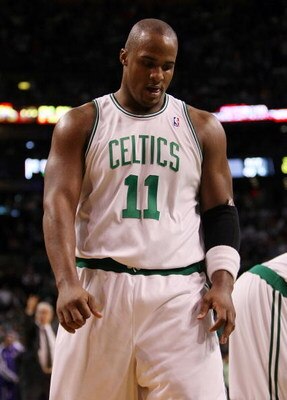 BOSTON - FEBRUARY 05:  Glen Davis #11 of the Boston Celtics heads to the line after he fouled Lamar Odom of the Los Angeles Lakers giving him two shots in the final minutes of the game on February 5, 2009 at TD Banknorth Garden in Boston, Massachusetts. O