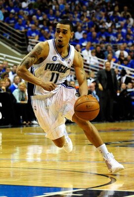 ORLANDO, FL - APRIL 19: Courtney Lee #11 of the Orlando Magic drives to the basket against the Philadelphis 76ers in Game One of the Eastern Conference Quarterfinals during the 2009 NBA Playoffs at Amway Arena on April 19, 2009 in Orlando, Florida.  NOTE 