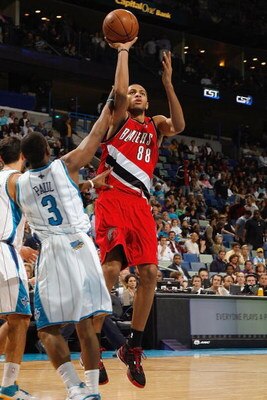 NEW ORLEANS - NOVEMBER 14:  Nicolas Batum #88 of the Portland Trail Blazers shoots against Chris Paul #3 of the New Orleans Hornets during the game at the New Orleans Arena on November 14, 2008 in New Orleans, Louisiana.  The Hornets defeated the Trail Bl