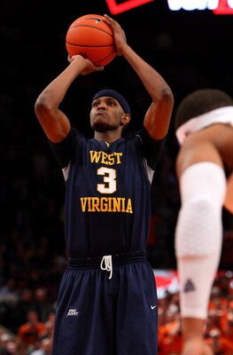 NEW YORK - MARCH 13: Devin Ebanks #3 of the West Virginia Mountaineers hits a free throw to send the game into overtime against the Syracuse Orange during the semifinal round of the Big East Tournament at Madison Square Garden on March 13, 2009 in New Yor