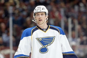 ANAHEIM, CA - DECEMBER 10:  Patrik Berglund #21 of the St. Louis Blues skates during the game against the Anaheim Ducks at the Honda Center on December 10, 2008 in Anaheim, California. (Photo by: Jeff Gross/Getty Images)