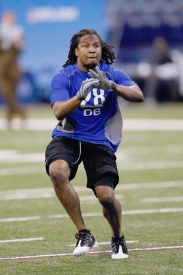 INDIANAPOLIS, IN - FEBRUARY 24:  Defensive back Rashad Johnson of Alabama catches the football in practice drills during the NFL Scouting Combine presented by Under Armour at Lucas Oil Stadium on February 24, 2009 in Indianapolis, Indiana. (Photo by Scott