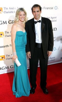 LAS VEGAS - OCTOBER 07:  Actress Bridgette Wilson and tennis player Pete Sampras arrive at the 11th annual Andre Agassi Charitable Foundation's Grand Slam benefit concert at the MGM Grand Garden Arena October 7, 2006 in Las Vegas, Nevada.  All the money r