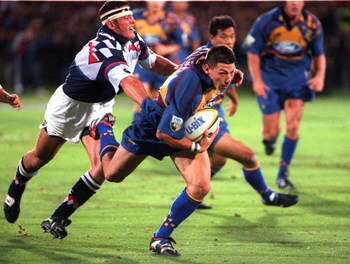NEW ZEALAND - FEBRUARY 05:  Otago's Byron Kelleher during the Super 12 game against the Otago Highlanders and the Auckland Blues at Carisbrook on Saturday night.  (Photo by Phil Walter/Getty Images)