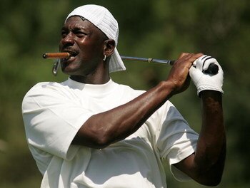 CHARLOTTE, NC - MAY 02:  Michael Jordan watches a shot during the po-am at the Wachovia Championship at Quail Hollow Country Club on May 2, 2007 in Charlotte, North Carolina.  (Photo by Scott Halleran/Getty Images)