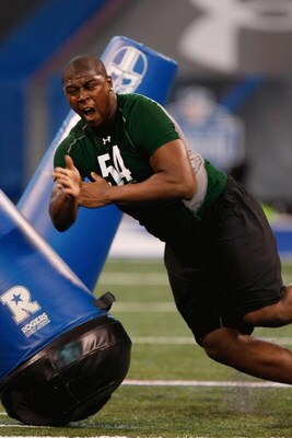 INDIANAPOLIS, IN - FEBRUARY 23:  Defensive lineman Jarius Wynn of Georgia runs during the NFL Scouting Combine presented by Under Armour at Lucas Oil Stadium on February 23, 2009 in Indianapolis, Indiana. (Photo by Scott Boehm/Getty Images)