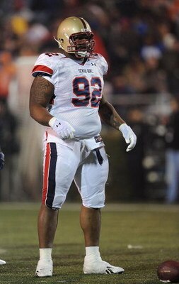 MOBILE, AL - JANUARY 24:  Ron Brace #92 of the North team during the Under Armour Senior Bowl on January 24, 2009 at Ladd-Peebles Stadium in Mobile, Alabama.  (Photo by Ronald Martinez/Getty Images)