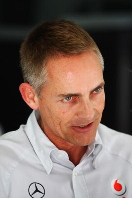 SAKHIR, BAHRAIN - APRIL 26:  (L-R) McLaren Mercedes Team Principal Martin Whitmarsh is seen in his team garage before the Bahrain Formula One Grand Prix at the Bahrain International Circuit on April 26, 2009 in Sakhir, Bahrain.  (Photo by Clive Mason/Gett