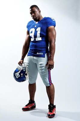 NEW YORK - MARCH 11:  (EDITORS NOTE: IMAGES HAVE BEEN RETOUCHED)  Justin Tuck of the New York Giants poses for a portrait on March 11, 2009 in New York City, New York.  (Photo by Nick Laham/Getty Images)