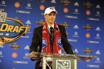BALTIMORE - JANUARY 18:  Brek Shea after being selected second by FC Dallas in the MLS Super Draft on January 18, 2008 at the Baltimore Convention Center in Baltimore, Maryland.  (Photo by Mitchell Layton/Getty Images)