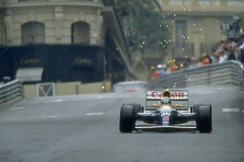 1992:  Nigel Mansell of Great Britain in action in his Williams Renault during the Monaco Grand Prix at the Monte Carlo circuit in Monaco. Mansell finished in second place. \ Mandatory Credit: Pascal  Rondeau/Allsport