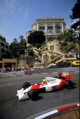 16 May 1990:  Ayrton Senna of Brazil in action in his McLaren Honda during the Monaco Formula One Grand Prix in Monte Carlo, Monaco.  Ayrton Senna finished in first place. \ Mandatory Credit: Bob  Martin/Allsport
