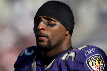 BALTIMORE - SEPTEMBER 16:  Linebacker Ray Lewis #52 of the Baltimore Ravens watches the action from the sidelines during the 1st half of the game against the New York Jets on September 16, 2007 at M&T Bank Stadium in Baltimore, Maryland.  (Photo by Jamie 