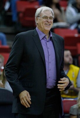 LAS VEGAS - OCTOBER 12:  Los Angeles Lakers head coach Phil Jackson smiles before his team takes on the Sacramento Kings in a preseason game at the Thomas & Mack Center October 12, 2008 in Las Vegas, Nevada. NOTE TO USER: User expressly acknowledges and a