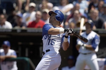 KANSAS CITY, MO - JUNE 24:  Outfielder Carlos Beltran #15 of the Kansas City Royals swings at a Detroit Tigers pitch during the game at Kauffman Stadium on June 24, 2004 in Kansas City, Missouri. The Tigers won 12-3. (Photo by Dave Kaup/Getty Images)