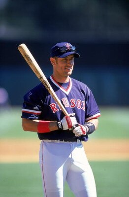 14 Mar 2000: Nomar Garciaparra #5 of the Boston Red Sox looks on holding a bat during the Spring Training Game against the Toronto Blue Jays at the City of Palms Park in Fort Myers, Florida.