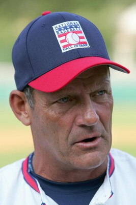 COOPERSTOWN, NY - JULY 27: Hall of Fame member George Brett talks during the Play Ball with Ozzie Smith Clinic held at Doubleday Field on July 27, 2007 in Cooperstown, New York. (Photo by Chris McGrath/Getty Images) 