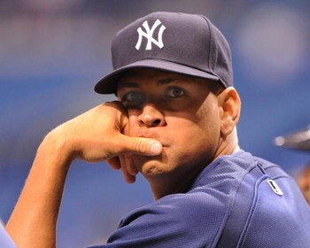 ST. PETERSBURG, FL - APRIL 14:  Alex Rodriguez of the New York Yankees watches batting practice before a game against the Tampa Bay Rays April 14, 2009 in St. Petersburg, Florida.  (Photo by Al Messerschmidt/Getty Images)