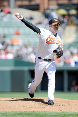 BALTIMORE - APRIL 12: Adam Eaton #24 of the Baltimore Orioles pitches against the Tampa Bay Rays on April 12, 2009 in Baltimore, Maryland. (Photo by Greg Fiume/Getty Images)