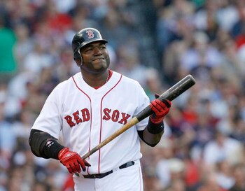BOSTON - APRIL 25: David Ortiz #34 of the Boston Red Sox reacts against the New York Yankees at Fenway Park on April 25, 2009 in Boston, Massachusetts. (Photo by Jim Rogash/Getty Images)